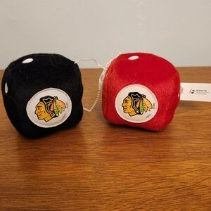 Chicago Blackhawks NHL fuzzy dice hockey